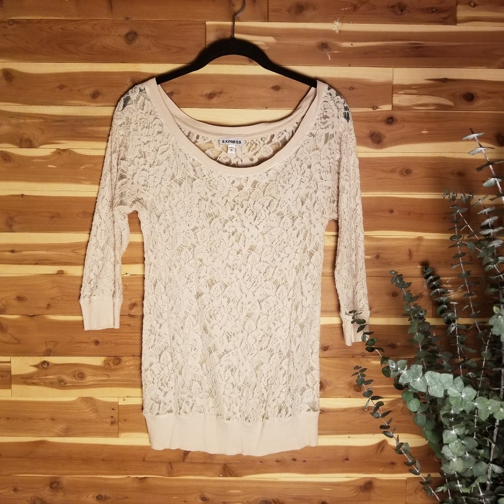 Express Lace Cream Top
